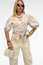 blusa con nodo frontale polka dot